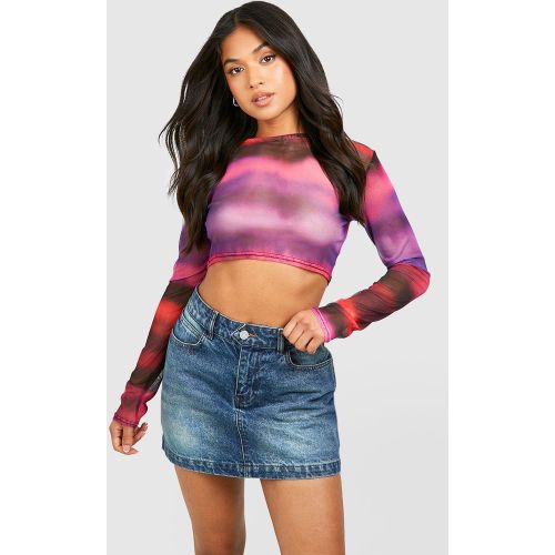 Petite" - Top Imprimé Abstrait En Mesh - 36 - boohoo - Modalova