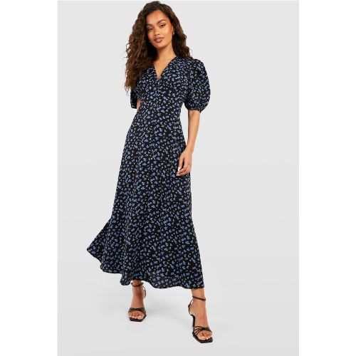 Robe Mi-Longue Fleurie À Boutons - 40 - boohoo - Modalova