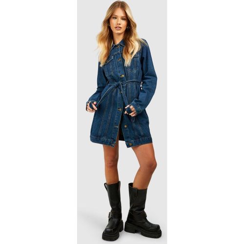 Robe Chemise En Jean À Ceinture Style Western - 40 - boohoo - Modalova