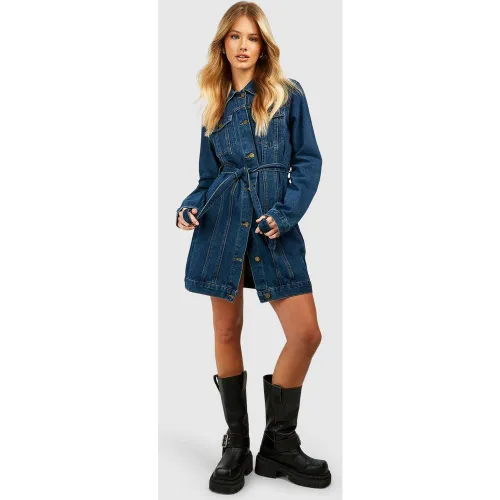 Robe Chemise En Jean À Ceinture Style Western - 40 - boohoo - Modalova