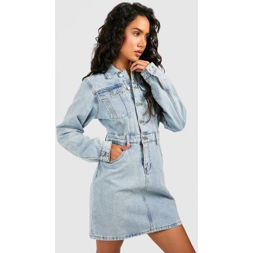 Robe Chemise Western En Jean - 40 - boohoo - Modalova