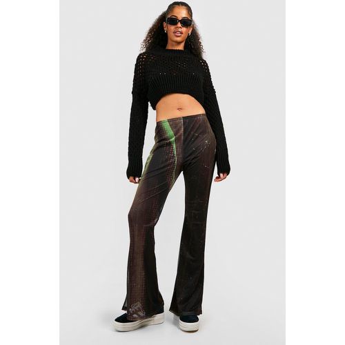 Pantalon Flare En Mesh Imprimé Abstrait - 38 - boohoo - Modalova