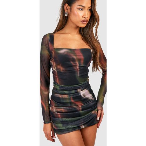 Robe Courte En Mesh À Imprimé Abstrait - 40 - boohoo - Modalova