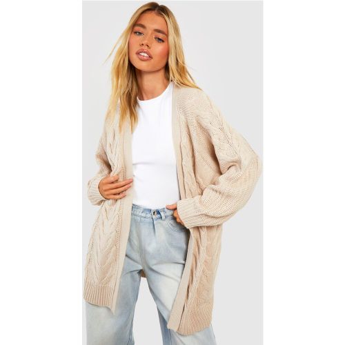 Cardigan En Maille Torsadée À Manches Ballon - S - boohoo - Modalova