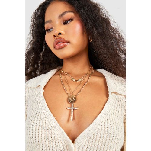 Collier À Pendentif Cœur Et Croix - One Size - boohoo - Modalova