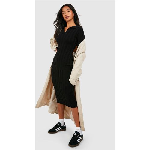 Petite" - Robe Mi-Longue Côtelée Épaisse - L - boohoo - Modalova