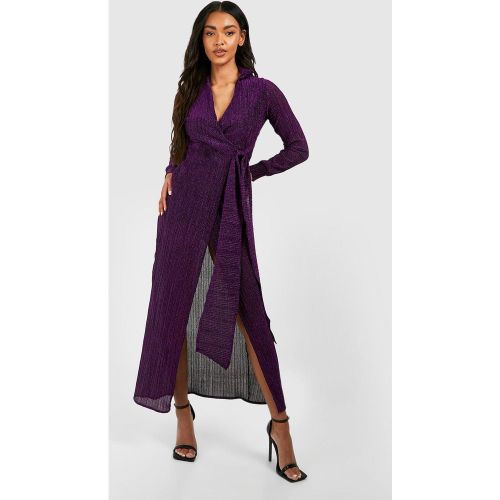 Robe Longue Fendue Plissée À Paillettes - 36 - boohoo - Modalova