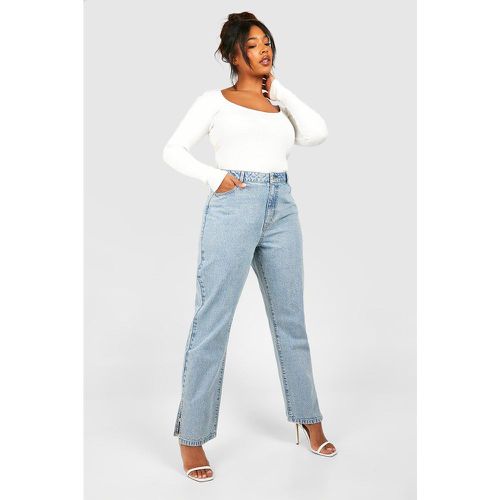 Grande Taille - Jean Droit Basique Fendu - 50 - boohoo - Modalova