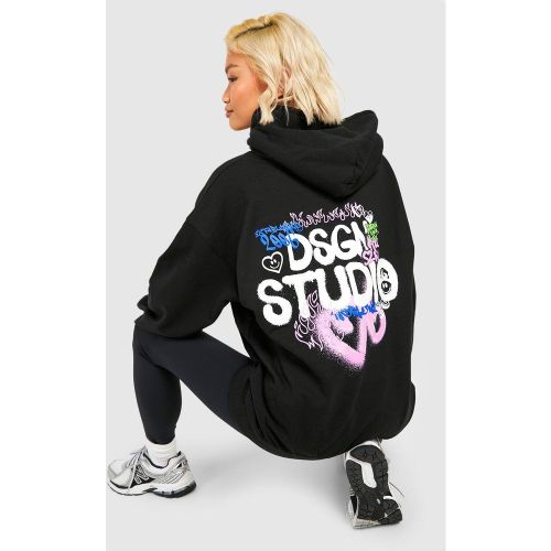 Sweat À Capuche Oversize À Imprimé Graffiti - S - boohoo - Modalova