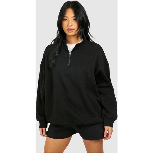 Petite" - Sweat Basique Oversize À Col Zippé - M - boohoo - Modalova