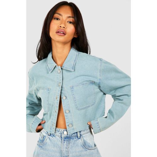Chemise Courte En Jean À Bords Bruts - 34 - boohoo - Modalova