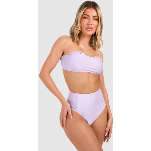 Bikini À Volants Avec Haut Bandeau Et Bas Taille Haute - 40 - boohoo - Modalova