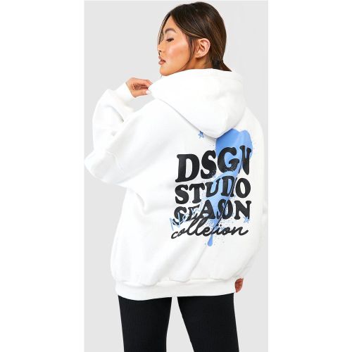 Sweat À Capuche Oversize À Imprimé Graffiti - Blanc Écru - S, Blanc Écru - boohoo - Modalova