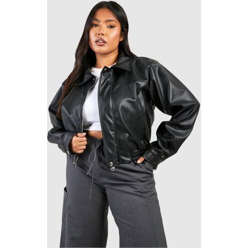 Grande Taille - Veste Biker Zippée À Col - 44 - boohoo - Modalova