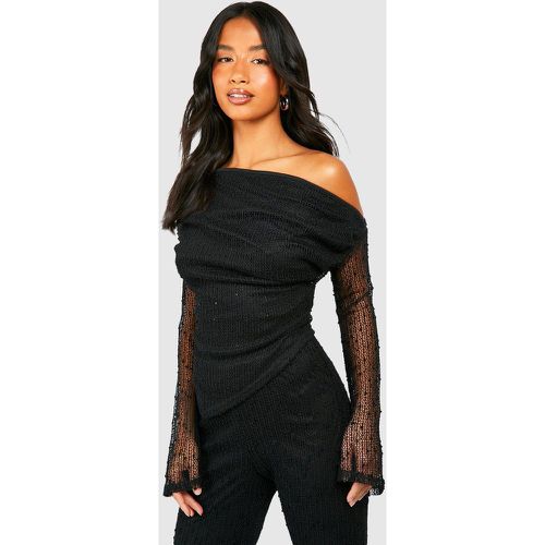 Petite" - Top Asymétrique Drapé En Maille Texturée - 38 - boohoo - Modalova