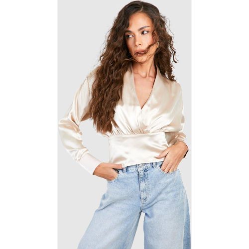 Blouse Cache-Cœur Satinée - 36 - boohoo - Modalova
