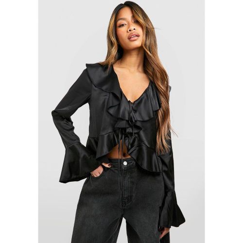 Blouse Satinée À Volants - 40 - boohoo - Modalova