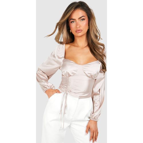 Corset Satiné À Manches Froncées - 36 - boohoo - Modalova
