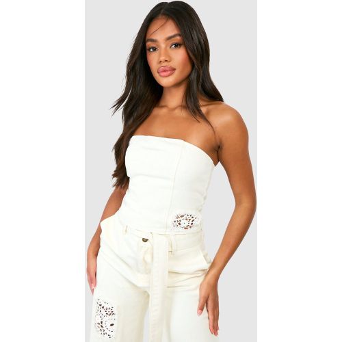 Top Bandeau En Crochet - Blanc Écru - 38, Blanc Écru - boohoo - Modalova