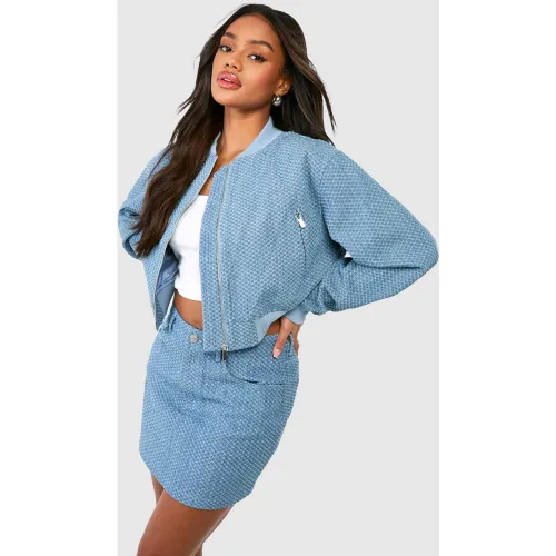 Mini-Jupe En Jean Texturé - 38 - boohoo - Modalova