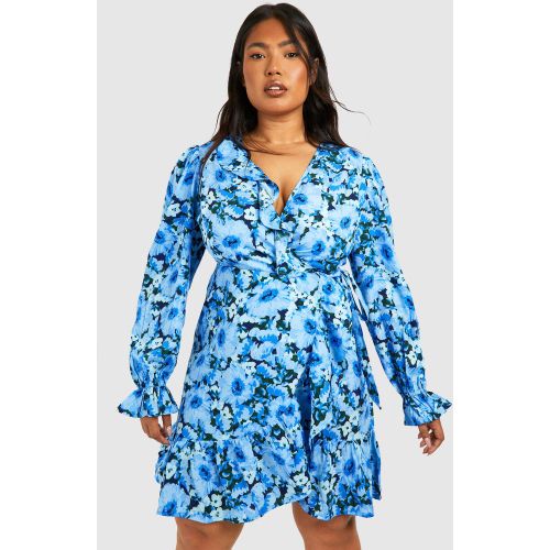 Grande Taille - Robe Portefeuille À Volants - 44 - boohoo - Modalova