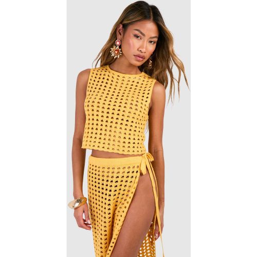 Crop Top En Crochet À Col Nageur - Xl - boohoo - Modalova