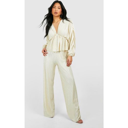 Petite" - Pantalon Large Plissé Texturé - 36 - boohoo - Modalova