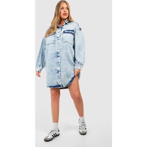 Grande Taille - Robe Chemise Oversize En Jean - 46 - boohoo - Modalova