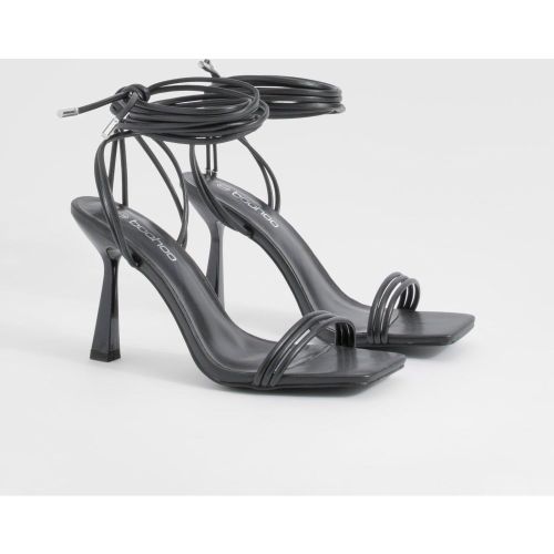 Sandales Carrées À Talon Aiguille Et Lacets - 36 - boohoo - Modalova