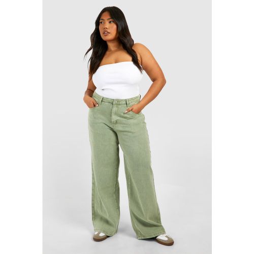 Grande Taille - Jean Large Délavé - 44 - boohoo - Modalova
