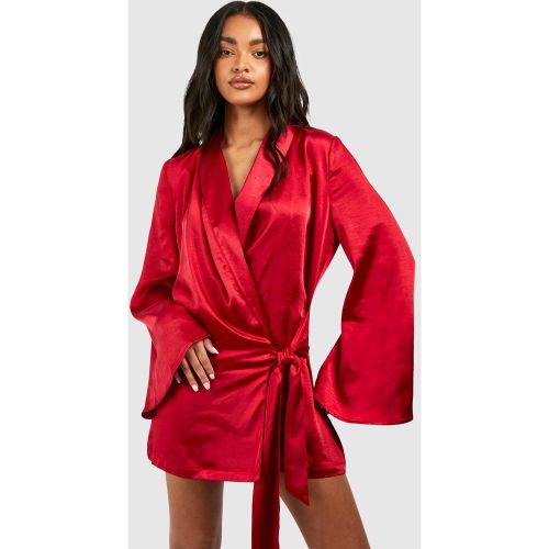 Robe Chemise Cache-Cœur Satinée - 38 - boohoo - Modalova