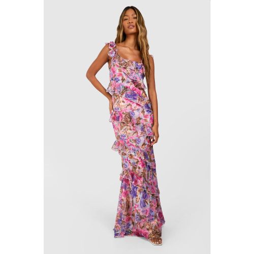 Robe Longue Asymétrique Fleurie - 36 - boohoo - Modalova