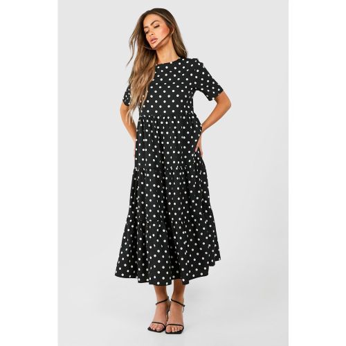 Robe Mi-Longue À Pois En Coton - 38 - boohoo - Modalova
