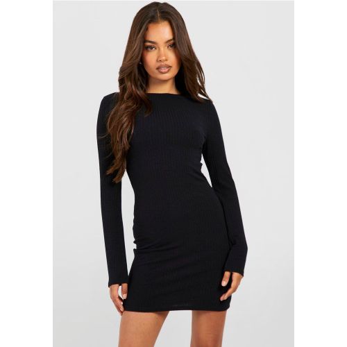 Robe Côtelée À Col Montant Et Manches Longues - 36 - boohoo - Modalova
