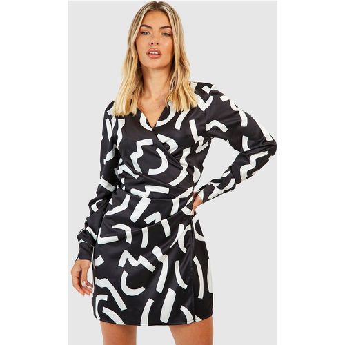 Robe Chemise À Imprimé Abstrait - 38 - boohoo - Modalova