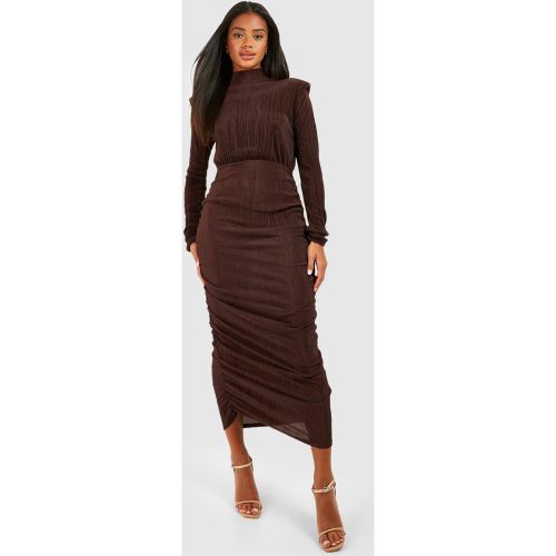 Robe Moulante Mi-Longue Plissée À Col Montant - 36 - boohoo - Modalova