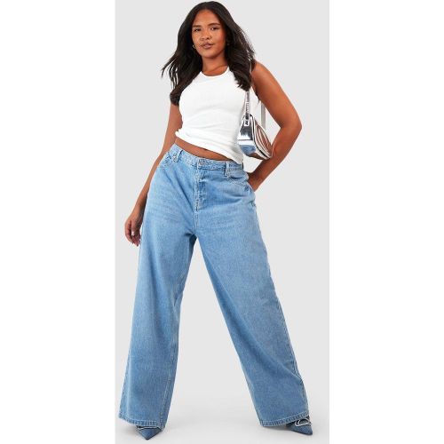 Grande Taille - Jean Large Délavé - 56 - boohoo - Modalova