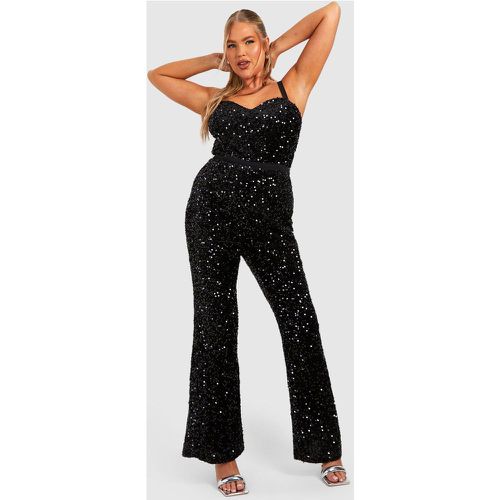 Grande Taille - Combinaison Large En Velours À Paillettes - 46 - boohoo - Modalova