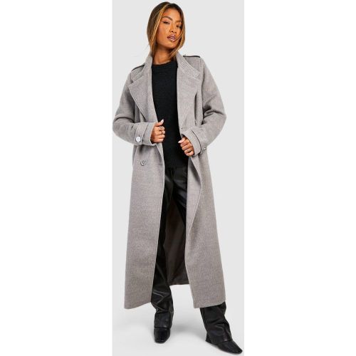 Manteau Long Croisé En Laine - 38 - boohoo - Modalova