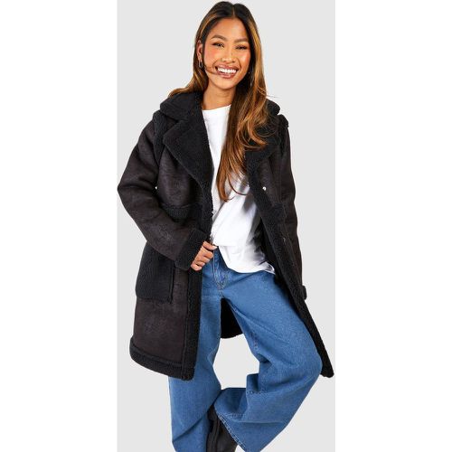 Manteau Mi-Long Effet Daim - 14 - boohoo - Modalova