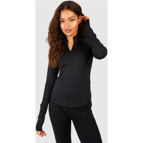 Top Zippé À Manches Longues Et Slogan - 36 - boohoo - Modalova