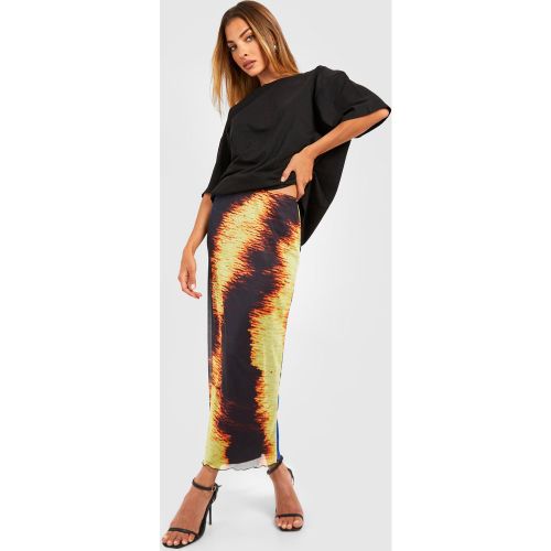 Jupe Mi-Longue En Tulle À Imprimé Abstrait - 36 - boohoo - Modalova