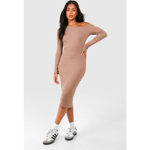 Robe Côtelée Asymétrique À Manches Longues - 44 - boohoo - Modalova