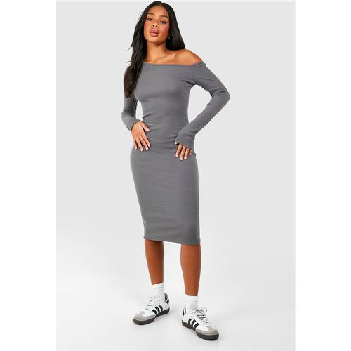 Robe Côtelée Asymétrique À Manches Longues - 44 - boohoo - Modalova