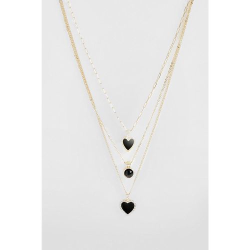 Collier À Pendentif Cœur Avec Triple Chaîne - One Size - boohoo - Modalova