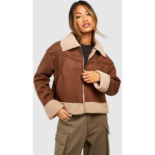 Blouson Aviateur En Synthétique - 40 - boohoo - Modalova