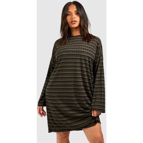 Grande Taille - Robe Pull Côtelée À Col Ras-Du-Cou - 44 - boohoo - Modalova