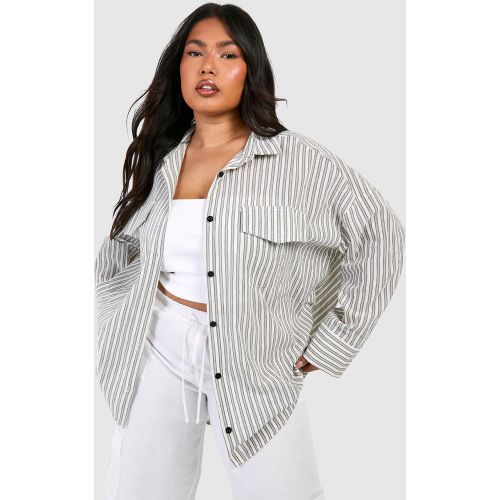 Grande Taille - Chemise Rayée Oversize - 44 - boohoo - Modalova