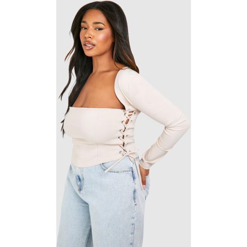 Grande Taille - Corset À Col Carré Et Lacets - 44 - boohoo - Modalova