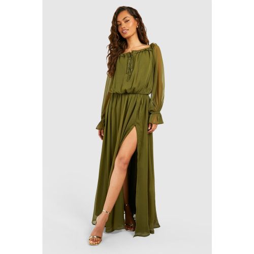Robe Longue En Mousseline De Soie - 38 - boohoo - Modalova